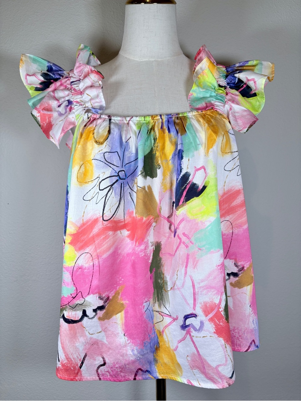 CROSBY by Mollie Burch Cassie Ruffle Sleeve Top Size Large